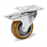 RADER Alumínium forgó-fékes Kerék Pur Futófelülettel 100 mm, 300 kg teherbírás, talpas felfogatás