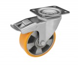 RADER Alumínium forgó-fékes Kerék Pur Futófelülettel 150 mm, 500 kg teherbírás, talpas felfogatás