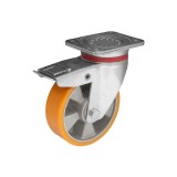 RADER Alumínium,Forgó-fékes Talpas Görgő, Pur Futófelülettel 200 mm, 800 kg teherbírás