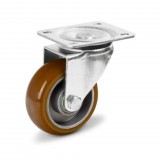 RADER Alumínium forgó Kerék Pur Futófelülettel 125 mm, 400 kg teherbírás, talpas felfogatás