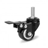 RADER Fekete Acélfelnis görgő, csapos, forgó-fékes, PVC futófelülettel, 40 mm