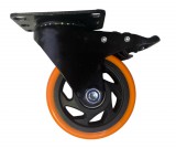 RADER Fekete Acélfelnis görgő, talplemezes, forgó- fékes, polipropilén futófelülettel, 100 mm