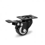 RADER Fekete Acélfelnis görgő, talplemezes, forgó-fékes, PVC futófelülettel, 40 mm