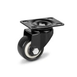 RADER Fekete Acélfelnis görgő, talplemezes, önbeálló, PVC futófelülettel, 40 mm