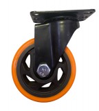 RADER Fekete Acélfelnis görgő, talplemezes, polipropilén futófelülettel, önbeálló, 100 mm