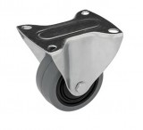 RADER Intézményi közepes teherbírású görgő, szürke nyommentes, talpas, fix, elasztikus gumi, 100 mm