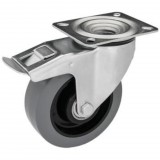 RADER Intézményi közepes teherbírású szürke nyommentes szerelőlappal, forgó-fékes görgő, elasztikus gumi, 200 mm