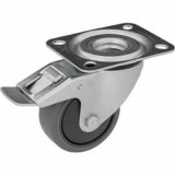 RADER Intézményi szürke nyommentes, forgó-fékes görgő, szerelőlappal, elasztikus gumi, 100 mm