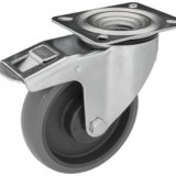 RADER Intézményi szürke nyommentes, forgó-fékes görgő, szerelőlappal, elasztikus gumi, 200 mm