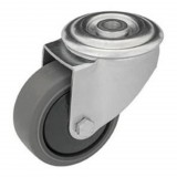 RADER Intézményi szürke nyommentes hátfuratos, forgó görgő, elasztikus gumi, 125 mm