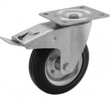 RADER Műszerkocsi kerék, talplemezes, forgó-fékes, tömörgumis, 160 mm