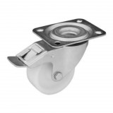 RADER Polipropilén forgó-fékes görgő műanyag futófelület, 80 mm, 110 kg teherbírás, talpas felfogatás