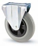 RADER Talplemezes fix szürke nyommentes tömörgumi görgő, műanyag felnivel, siklócsapágyas, 100 mm, 70 kg, CTPW széria