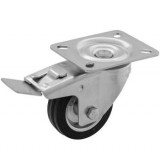 RADER Talplemezes forgó-fékes tömörgumi görgő fekete kerékkel, acél felnivel, gördülőcsapágyas, 80 mm, 50 kg, CKPW széria