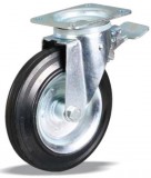 RADER Tömörgumis, Fémfelnis, forgó-fékes konténer kerék, 200 mm, 250 kg