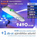 RADIUM LED lámpatest 18W 220-240V 1500lm 4500K 120° 590x66mm IP65 A+ 30000h