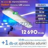 RADIUM LED lámpatest 36W 220-240V 3000lm 4000K 120° 1180x66mm IP65 A+ 30000h