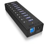 Raidsonic Icy Box 10 x Port USB 3.0 Hub with USB charge port, Black