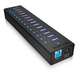 Raidsonic Icy Box 13 Port USB 3.0 Hub with USB charge port, Black