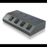 RaidSonic ICY BOX 4 portos USB Hub és töltő szürke (IB-HUB1405) (IB-HUB1405)