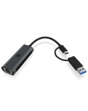 Raidsonic USB Type-A or Type-C to 2.5 Gigabit Ethernet LAN adapter Black IB-LAN301-C3