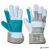 . Rakodókesztyű, bőr, dupla tenyerű, XL méret, szürke