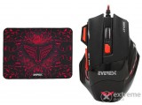 Rampage Egér Gamer és egér pad - SGM-X7 (1600DPI, 6 gomb, harisnyázott kábel, fekete)