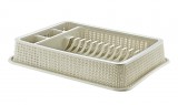Rattan hatású Edényszárító tálcával T042 500 x 415 x 90 mm