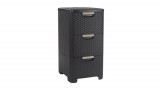 Rattan hatású fiókos tároló, 3x14 l, sötét barna, CURVER