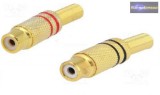 RCA aljzat, aranyozott csatlakozóval. 5-6mm-es kábelra.