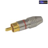 RCA aranyozott dugó, 6mm-es kábelhoz. fekete jelölés