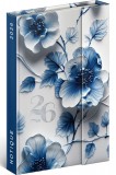 Realsystem mágnessel záródó agenda, határidőnapló, 11x16cm, heti tervező, 2026, Porcelain Flower