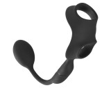 Rebel - pénisz- és heregyűrű anál vibrátorral (fekete)