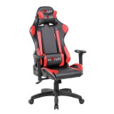 Red Fighter C8, Műbőr, 137 cm, Max. 132 kg, Állítható háttámla, Derék és fejtámasz, Fekete-Piros, Gamer szék