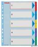 Regiszter, laminált karton, A4 maxi, 1-5, újraírható, ESSELTE