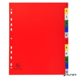 Regiszter, műanyag, A4+, 1-12, EXACOMPTA, színes