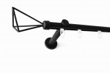 Reims fekete színű 1 rudas belsősínes fém karnis szett (19 mm) - 200 cm