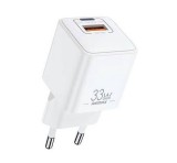 REMAX BATT hálózati töltő USB+Type-C aljzat (33W, GaN, PD gyorstöltő) FEHÉR