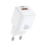 Remax batt hálózati töltő usb+type-c aljzat (33w, gan, pd gyorstöltő) fehér