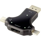 Renkforce Kijelző csatlakozó / HDMI Átalakító [1x DisplayPort dugó, Mini DisplayPort dugó, USB-C™ dugó - 1x HDMI alj] Fekete (RF-3846634) - Átalakítók
