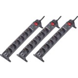 Renkforce Túlfeszültség ellen védő elosztó 6 részes Fekete Védőérintkezős 3 db (2050004974362)