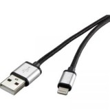 Renkforce USB 2.0 Csatlakozókábel [1x USB 2.0 dugó, A típus - 1x Apple Dock dugó Lightning] 0.50 m Sötétszürke Gesleeved