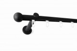 Rennes fekete színű 1 rudas belsősínes fém karnis szett (19 mm) - 240 cm