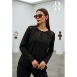 RENSIX fekete csipkés bő felső