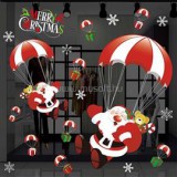 Repülő mikulás mintás/35x50cm páraálló karácsonyi ablakdísz (IRIS_173-21)