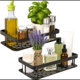 Retoo 2 db-os fürdőszobai tárolópolc, fekete, 30 x 13 x 5 cm