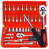 Retoo 46 részes Króm-Vanadium Acél racsnis dugókulcs készlet, RT O651