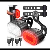 Retoo Erős fényű LED-es vízálló kerékpár első és hátsó lámpa, USB-s, RT