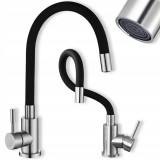 Retoo Konyhai csaptelep rugalmas szárral, 45 cm hosszú csővel, fekete