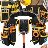 Retoo Strapabíró erős szerszámhordozó öv, 22 zsebbel, 133 cm, kalapácstartóval, RT